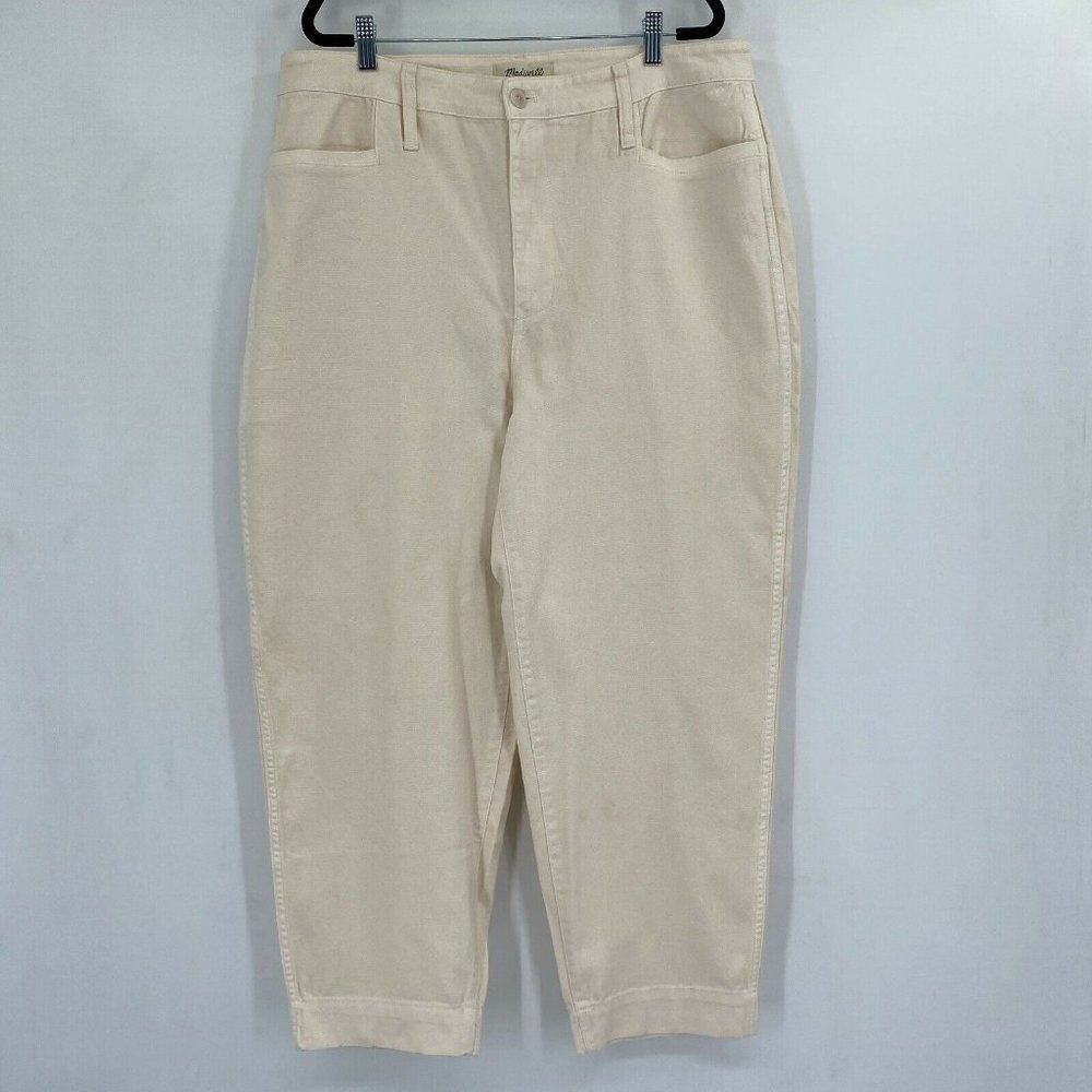 Madewell Slim Emmett Tapered Leg Denim Jeans High Rise Cream Vintage Retro 33